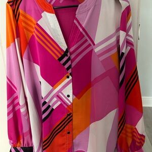 Karl Lagerfeld Pink and Orange Geometric Blouse